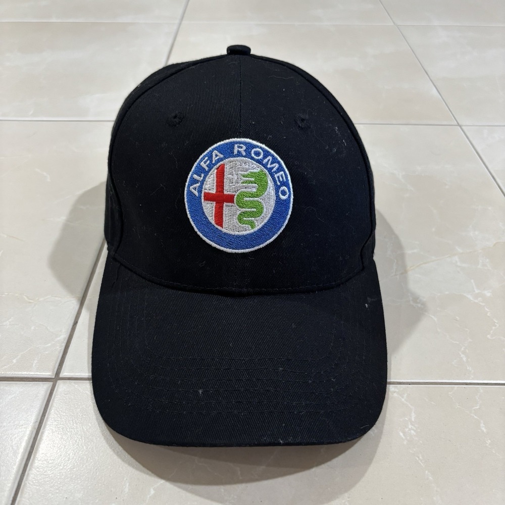 Alfa Romeo Hat Baseball Cap Adjustable Adult Size Black Embroidered Logo F1 Car